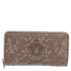 Versace Grey Barocco Print Coated Canvas Zip Around Wallet For Women