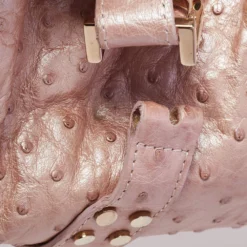 Versace Peach Ostrich Embossed Leather Madonna Satchel For Women -Versace Official Website luxury women versace used handbags p470153 002