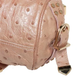 Versace Peach Ostrich Embossed Leather Madonna Satchel For Women -Versace Official Website luxury women versace used handbags p470153 007