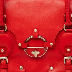 Versace Red Leather Studded Tote For Women -Versace Official Website luxury women versace used handbags p470991 008