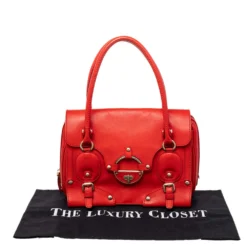 Versace Red Leather Studded Tote For Women -Versace Official Website luxury women versace used handbags p470991 010