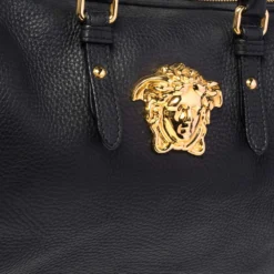Versace Black Leather Medusa Boston Bag For Women -Versace Official Website luxury women versace used handbags p474596 005