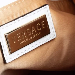 Versace White Pebbled Leather Biker Hobo For Women -Versace Official Website luxury women versace used handbags p475833 004