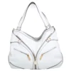 Versace White Pebbled Leather Biker Hobo For Women