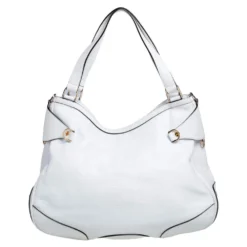 Versace White Pebbled Leather Biker Hobo For Women -Versace Official Website luxury women versace used handbags p475833 009