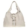 Versace White Signature Canvas And Leather Buckle Hobo For Women