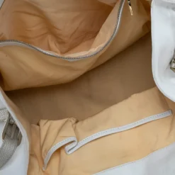 Versace White Signature Canvas And Leather Buckle Hobo For Women -Versace Official Website luxury women versace used handbags p479766 010