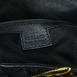 Versace Black/Yellow Barocco Leather Floral Stitch Top Handle Bag For Women -Versace Official Website luxury women versace used handbags p481163 001