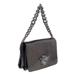 Versace Black Leather Medusa Palazzo Sultan Shoulder Bag For Women -Versace Official Website luxury women versace used handbags p481821 008