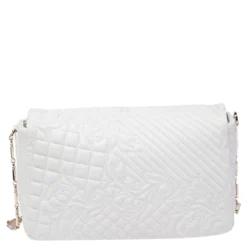 Versace White Leather Vanitas Medea Shoulder Bag For Women -Versace Official Website luxury women versace used handbags p482361 010