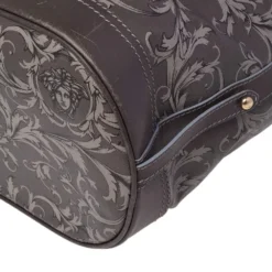 Versace Grey Barocco Heritage Coated Canvas And Leather Drawstring Bucket Bag For Women -Versace Official Website luxury women versace used handbags p482717 004