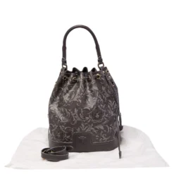 Versace Grey Barocco Heritage Coated Canvas And Leather Drawstring Bucket Bag For Women -Versace Official Website luxury women versace used handbags p482717 008