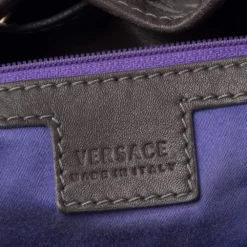 Versace Grey Barocco Heritage Coated Canvas And Leather Drawstring Bucket Bag For Women -Versace Official Website luxury women versace used handbags p482717 011