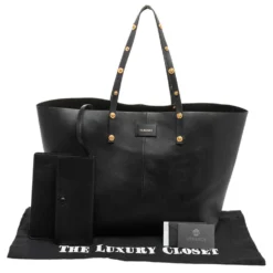 Versace Black Leather Tote For Women -Versace Official Website luxury women versace used handbags p482815 001
