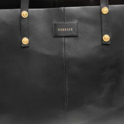 Versace Black Leather Tote For Women -Versace Official Website luxury women versace used handbags p482815 010