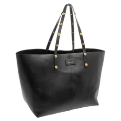 Versace Black Leather Tote For Women -Versace Official Website luxury women versace used handbags p482815 012