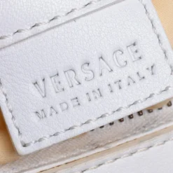 Versace Off White/Gold Monogram Fabric And Leather Snap Out Of It Satchel For Women -Versace Official Website luxury women versace used handbags p482961 003