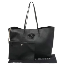 Versace Black Leather Palazzo Medusa Tote For Women -Versace Official Website luxury women versace used handbags p483180 007