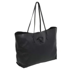Versace Black Leather Palazzo Medusa Tote For Women -Versace Official Website luxury women versace used handbags p483180 010