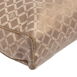 Versace Dark Beige Signature Fabric And Leather Chain Tote For Women -Versace Official Website luxury women versace used handbags p483323 009