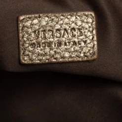 Versace Dark Beige Signature Fabric And Leather Chain Tote For Women -Versace Official Website luxury women versace used handbags p483323 011