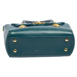 Versace Teal Green Leather Small Medusa Medallion Tote For Women -Versace Official Website luxury women versace used handbags p483438 008