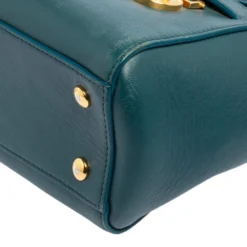 Versace Teal Green Leather Small Medusa Medallion Tote For Women -Versace Official Website luxury women versace used handbags p483438 010