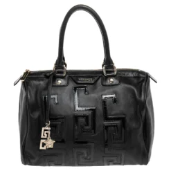 Versace Black Leather Satchel For Women