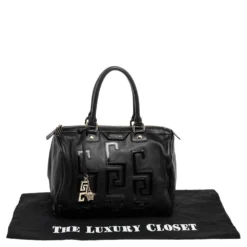 Versace Black Leather Satchel For Women -Versace Official Website luxury women versace used handbags p483744 008