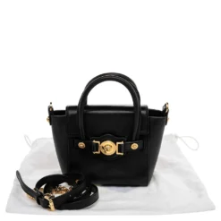 Versace Black Leather Mini Signature Satchel For Women -Versace Official Website luxury women versace used handbags p485901 002