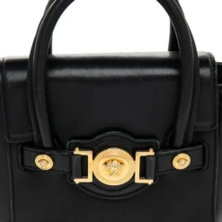 Versace Black Leather Mini Signature Satchel For Women -Versace Official Website luxury women versace used handbags p485901 009