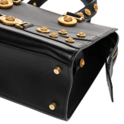 Versace Black Leather Medusa Embellished Tribute Tote For Women -Versace Official Website luxury women versace used handbags p485984 005