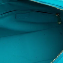 Versace Turquoise Printed Coated Canvas And Leather Zip Boston Bag For Women -Versace Official Website luxury women versace used handbags p488282 004