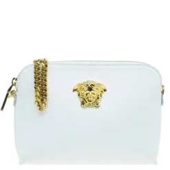 Versace White Leather Small Medusa Clutch For Women