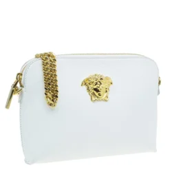 Versace White Leather Small Medusa Clutch For Women -Versace Official Website luxury women versace used handbags p49192 003
