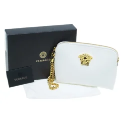Versace White Leather Small Medusa Clutch For Women -Versace Official Website luxury women versace used handbags p49192 015