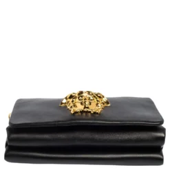 Versace Black Leather Medusa Sultan Shoulder Bag For Women -Versace Official Website luxury women versace used handbags p492470 009