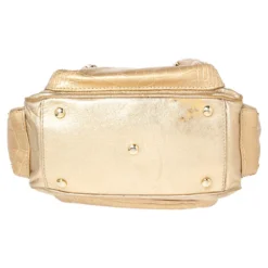 Versace Gold Croc Embossed Leather And Leather Chain Link Satchel For Women -Versace Official Website luxury women versace used handbags p492844 002