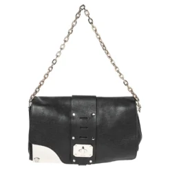 Versace Black Leather Stardust Shoulder Bag For Women