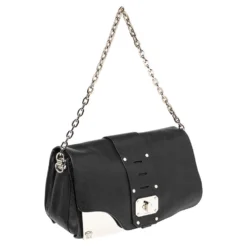 Versace Black Leather Stardust Shoulder Bag For Women -Versace Official Website luxury women versace used handbags p492948 008