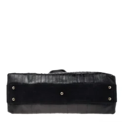 Versace Black Leather Zip Satchel For Women -Versace Official Website luxury women versace used handbags p493770 004