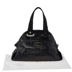 Versace Black Leather Zip Satchel For Women -Versace Official Website luxury women versace used handbags p493770 012