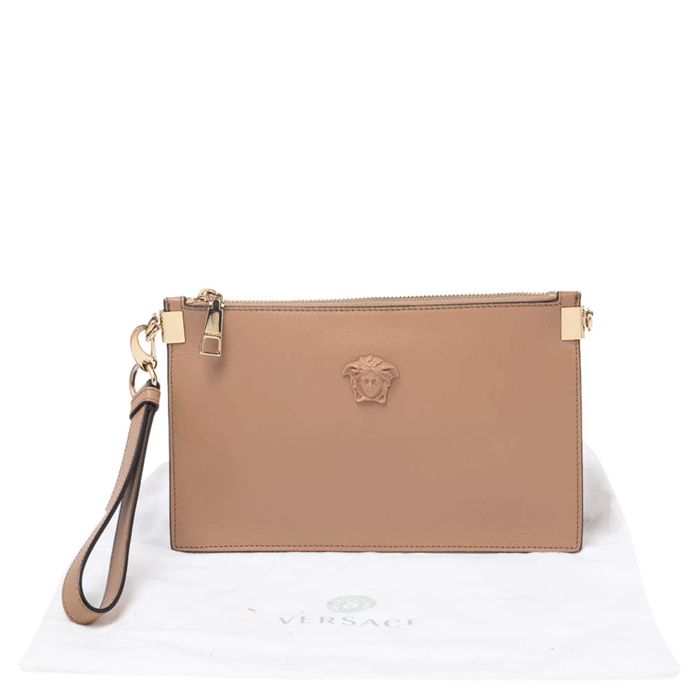 Versace Beige Leather Medusa Wristlet Clutch For Women 9 Versace Beige Leather Medusa Wristlet Clutch For Women - Image 9