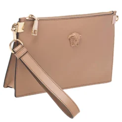 Versace Beige Leather Medusa Wristlet Clutch For Women 13 Versace Beige Leather Medusa Wristlet Clutch For Women -Versace Official Website luxury women versace used handbags p494430 005
