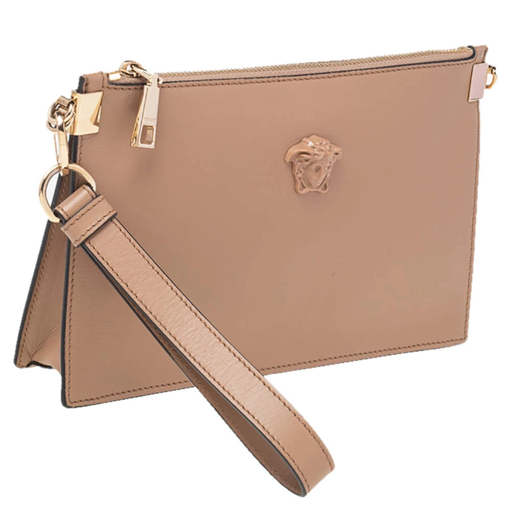 Versace Beige Leather Medusa Wristlet Clutch For Women 3 Versace Beige Leather Medusa Wristlet Clutch For Women - Image 3