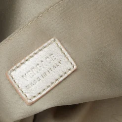 Versace Beige Leather And Canvas Shoulder Bag For Women -Versace Official Website luxury women versace used handbags p494865 004