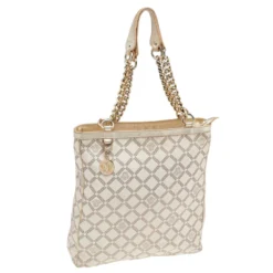 Versace Beige Leather And Canvas Shoulder Bag For Women -Versace Official Website luxury women versace used handbags p494865 009