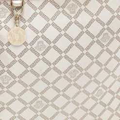 Versace Beige Leather And Canvas Shoulder Bag For Women -Versace Official Website luxury women versace used handbags p494865 010