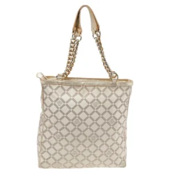 Versace Beige Leather And Canvas Shoulder Bag For Women -Versace Official Website luxury women versace used handbags p494865 011