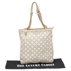 Versace Beige Leather And Canvas Shoulder Bag For Women -Versace Official Website luxury women versace used handbags p494865 012